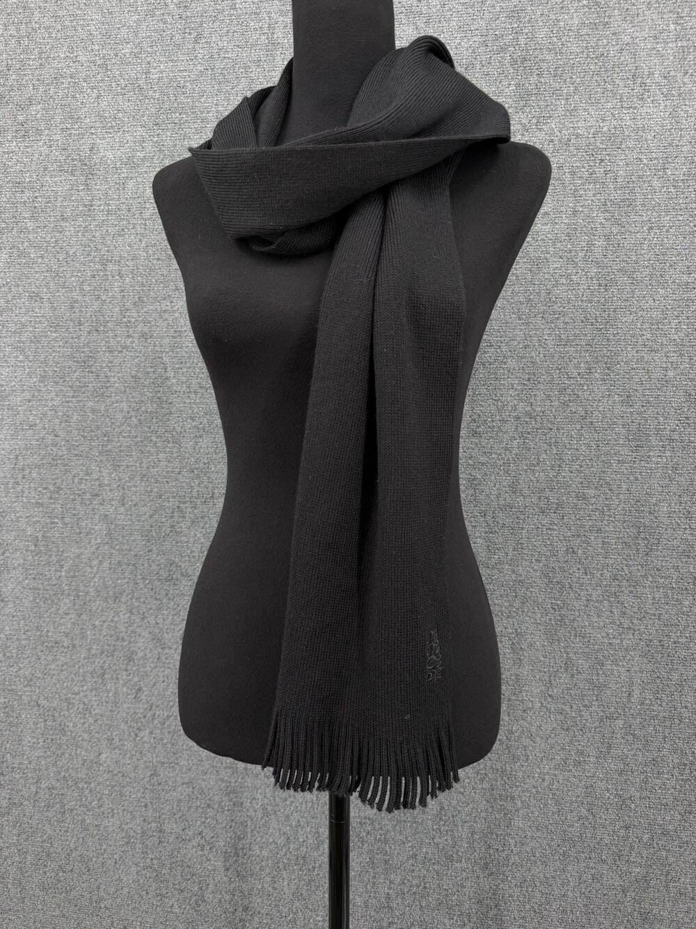 BOSS Hugo Boss Albas Knit Fringe Scarf Black